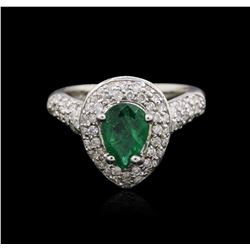 18KT White Gold 0.98ct Emerald and Diamond Ring