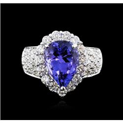 14KT White Gold 4.32ct Tanzanite and Diamond Ring