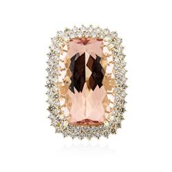 14KT Yellow Gold GIA Certified 38.31ct Morganite and Diamond Ring