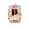 Image 1 : 14KT Yellow Gold GIA Certified 38.31ct Morganite and Diamond Ring