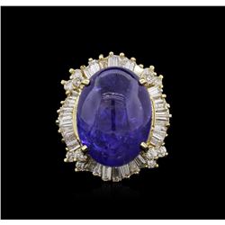 14KT Yellow Gold 19.51ct Tanzanite and Diamond Ring