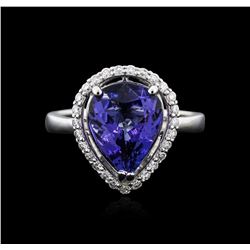 14KT White Gold 3.76ct Tanzanite and Diamond Ring