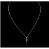 Image 1 : 14KT Yellow Gold 0.10ctw Diamond Cross Pendant With Chain