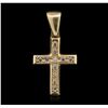 Image 2 : 14KT Yellow Gold 0.10ctw Diamond Cross Pendant With Chain