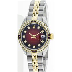 Ladies Rolex Two-Tone Ruby and Diamond DateJust Wristwatch