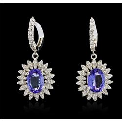 14KT White Gold 4.08ctw Tanzanite and Diamond Earrings