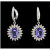 Image 1 : 14KT White Gold 4.08ctw Tanzanite and Diamond Earrings