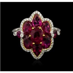 18KT White Gold 4.50ctw Ruby and Diamond Ring