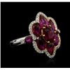 Image 2 : 18KT White Gold 4.50ctw Ruby and Diamond Ring