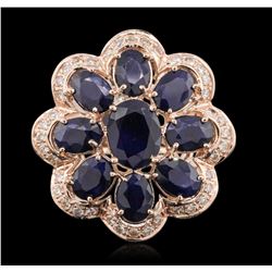 14KT Rose Gold 9.91ctw Sapphire Ring