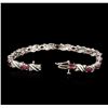 Image 3 : 14KT White Gold 4.92ctw Ruby and Diamond Bracelet