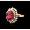 Image 2 : 14KT Rose Gold 6.64ct Ruby and Diamond Ring