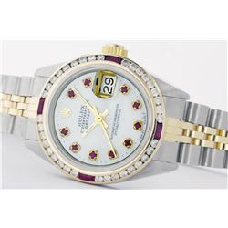 Ladies Rolex Two-Tone Diamond and Ruby DateJust Wristwatch