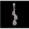 Image 2 : 14KT White Gold 0.10ctw Diamond Pendant With Chain