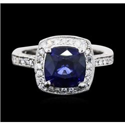 14KT White Gold 3.13ct Sapphire and Diamond Ring