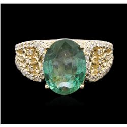 14KT Yellow Gold 2.47ct Emerald and Diamond Ring