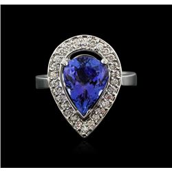 14KT White Gold 4.18ct Tanzanite and Diamond Ring