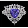 Image 1 : 14KT White Gold 1.93ct Tanzanite and Diamond Ring