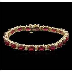 14KT Yellow Gold 17.86ctw Ruby and Diamond Bracelet