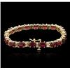 Image 2 : 14KT Yellow Gold 17.86ctw Ruby and Diamond Bracelet