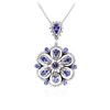 Image 2 : 14KT White Gold 4.40ctw Tanzanite and Diamond Pendant With Chain