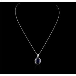 14KT White Gold 11.09ct Sapphire and Diamond Pendant With Chain