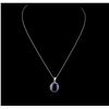 Image 1 : 14KT White Gold 11.09ct Sapphire and Diamond Pendant With Chain