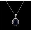 Image 2 : 14KT White Gold 11.09ct Sapphire and Diamond Pendant With Chain