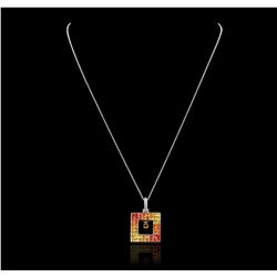 14KT White Gold 4.26ct Yellow Sapphire and Diamond Pendant With Chain