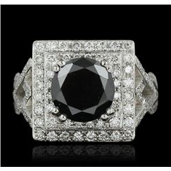 14KT White Gold 3.94ctw Black Diamond Ring