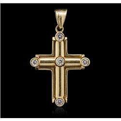 14KT Yellow Gold 0.20ctw Diamond Cross Pendant