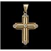 Image 1 : 14KT Yellow Gold 0.20ctw Diamond Cross Pendant