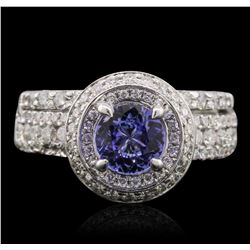 14KT White Gold 0.78ct Tanzanite and Diamond Ring