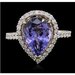 14KT Yellow Gold 2.80ct Tanzanite and Diamond Ring