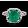 Image 1 : 14KT Two-Tone Gold 3.85ct Emerald and Diamond Ring
