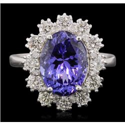 14KT White Gold 4.25ct Tanzanite and Diamond Ring