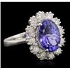 Image 2 : 14KT White Gold 4.25ct Tanzanite and Diamond Ring