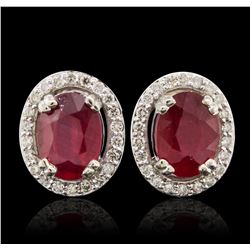 14KT White Gold 3.54ctw Ruby and Diamond Earrings