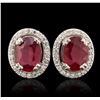 Image 1 : 14KT White Gold 3.54ctw Ruby and Diamond Earrings