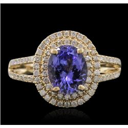 14KT Yellow Gold 1.54ct Tanzanite and Diamond Ring