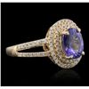 Image 2 : 14KT Yellow Gold 1.54ct Tanzanite and Diamond Ring