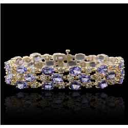 14KT Yellow Gold 24.17ctw Tanzanite and Diamond Bracelet