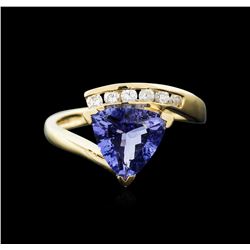 14KT Yellow Gold 2.12ct Tanzanite and Diamond Ring