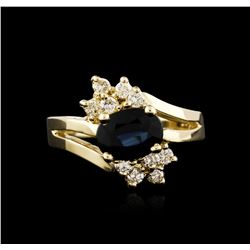 14KT Yellow Gold 1.45ct Sapphire and Diamond Ring