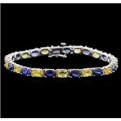 14KT White Gold 14.97ctw Blue and Yellow Sapphire Bracelet