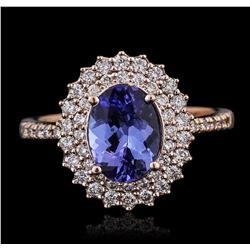 14KT Rose Gold 1.63ct Tanzanite and Diamond Ring