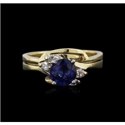 14KT Yellow Gold 1.07ct Sapphire and Diamond Ring