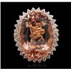 Image 1 : 14KT Rose Gold 26.36ct GIA Certified Morganite and Diamond Ring