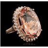 Image 2 : 14KT Rose Gold 26.36ct GIA Certified Morganite and Diamond Ring