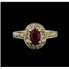 Image 1 : 14KT Yellow Gold 0.93ct Ruby and Diamond Ring